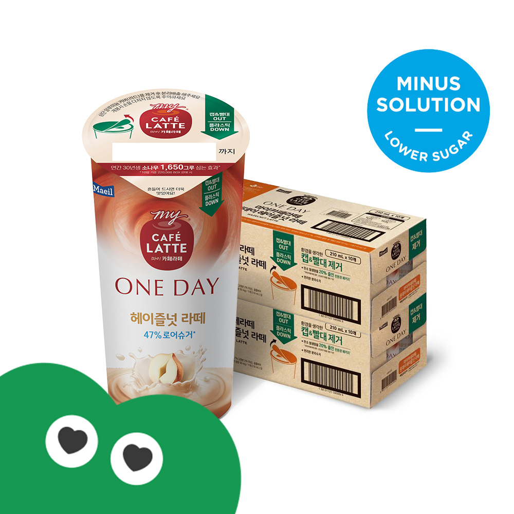 마이카페라떼 원데이 로어슈거 헤이즐넛라떼 210ml 20개