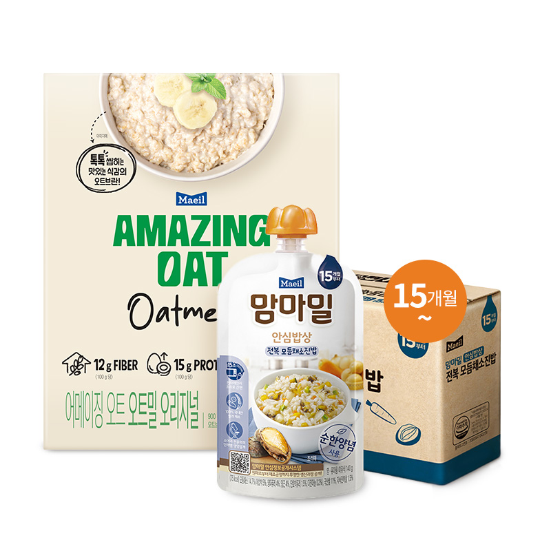 맘마밀 안심밥상 전복 모듬채소진밥 140g 10팩 + 어메이징 오트 오트밀 900g