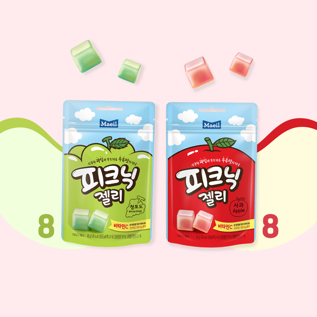 피크닉 젤리 2종 총 16봉 (청포도/사과 각 8봉)