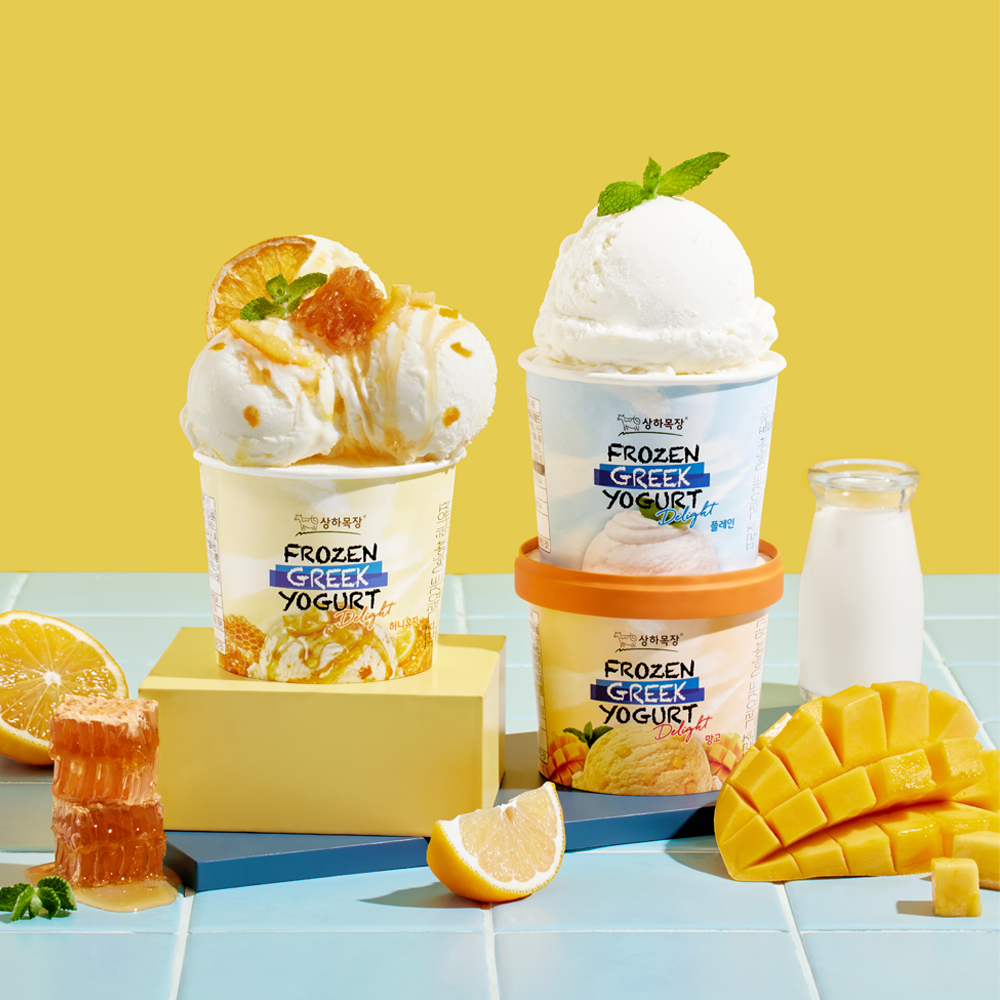 상하목장 프로즌 그릭요거트 Delight 350mL 총3입 (플레인 1입, 허니유자 1입, 망고 1입)