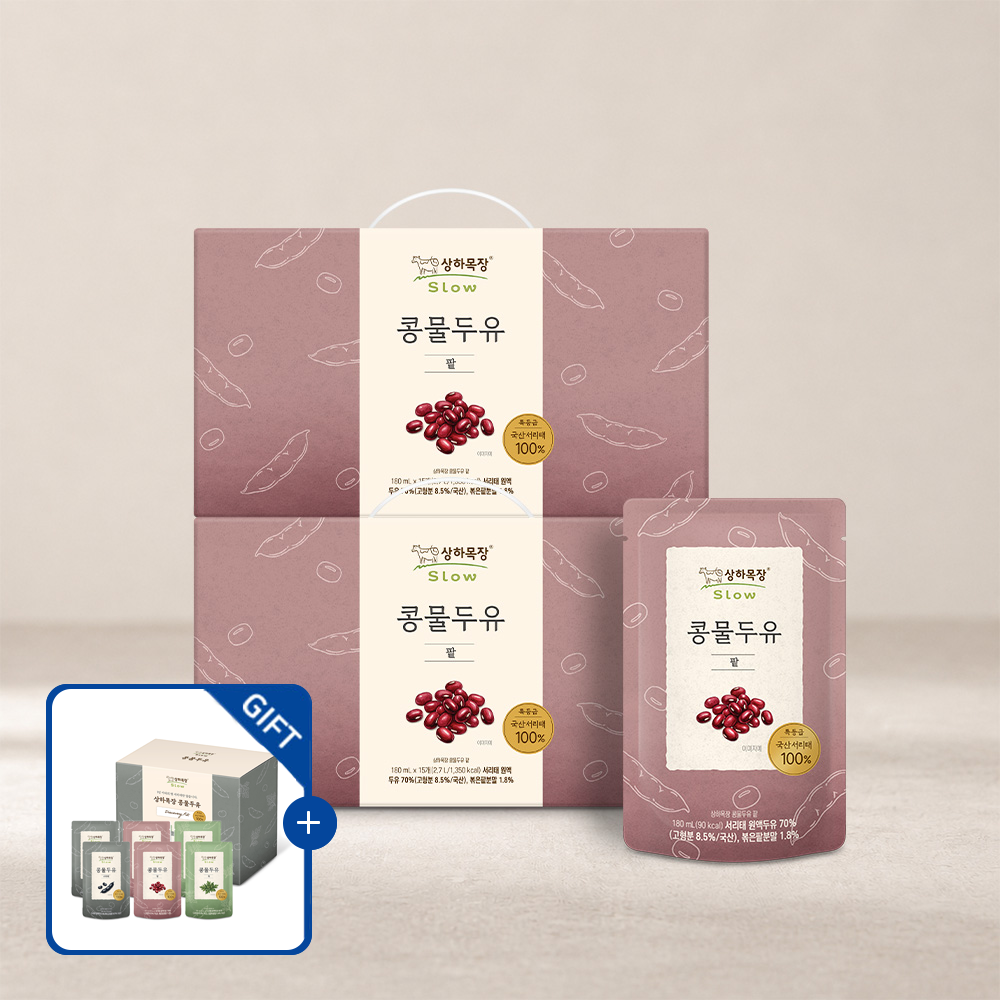 [6입 혼합팩 증정] 상하목장 콩물두유 팥 180ml 30팩 (15팩 x 2박스)