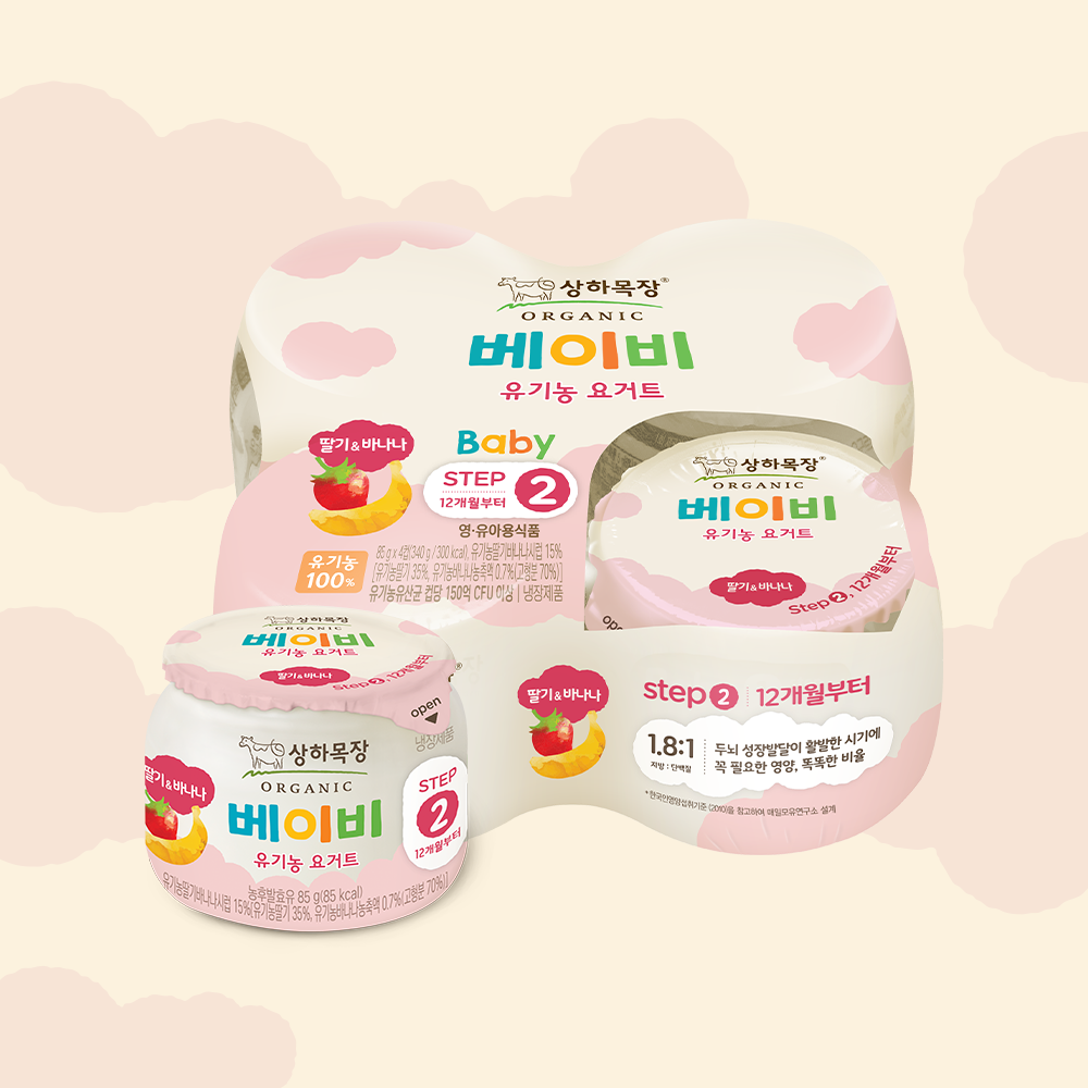 상하목장 베이비 유기농 요거트 딸기바나나 85g 4개 (12개월부터)