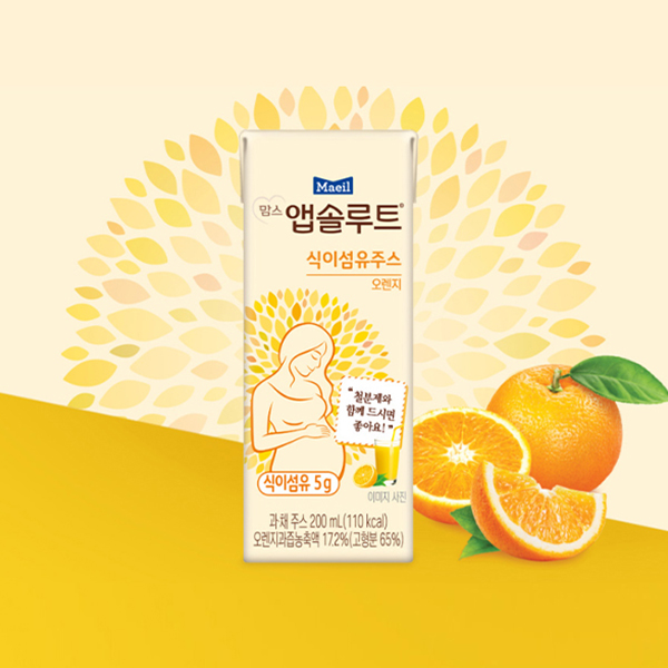 맘스 앱솔루트 식이섬유주스 오렌지 200ml 24팩