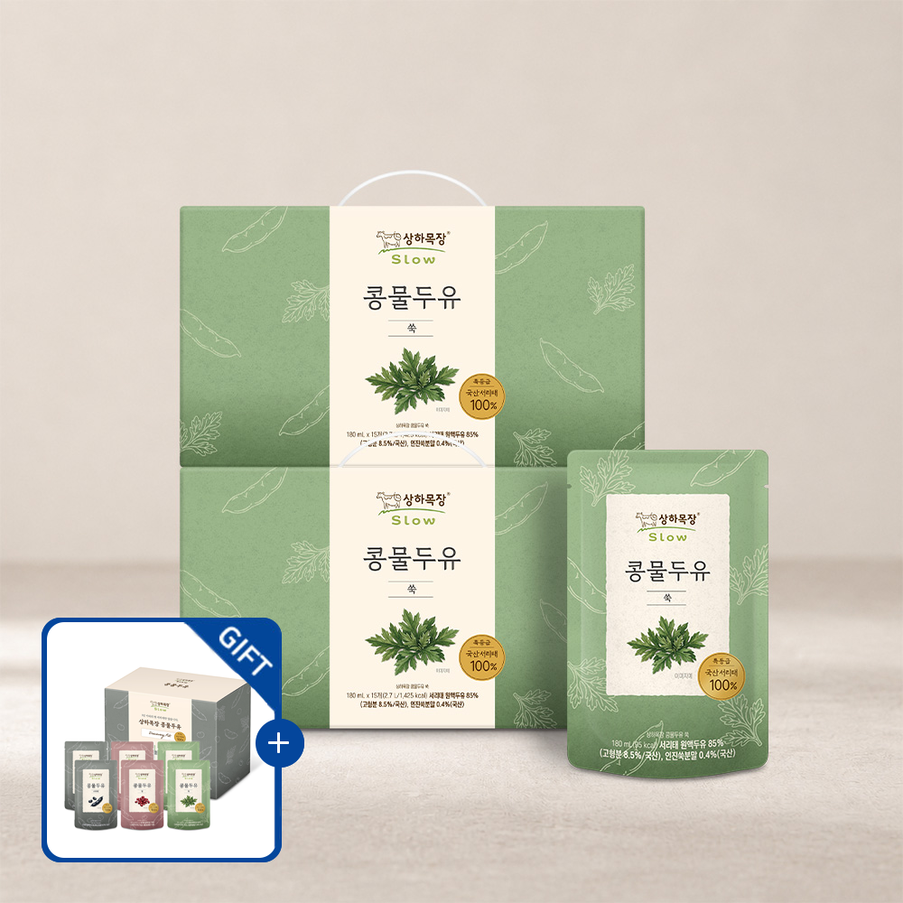 [6입 혼합팩 증정] 상하목장 콩물두유 쑥 180ml 30팩 (15팩 x 2박스)