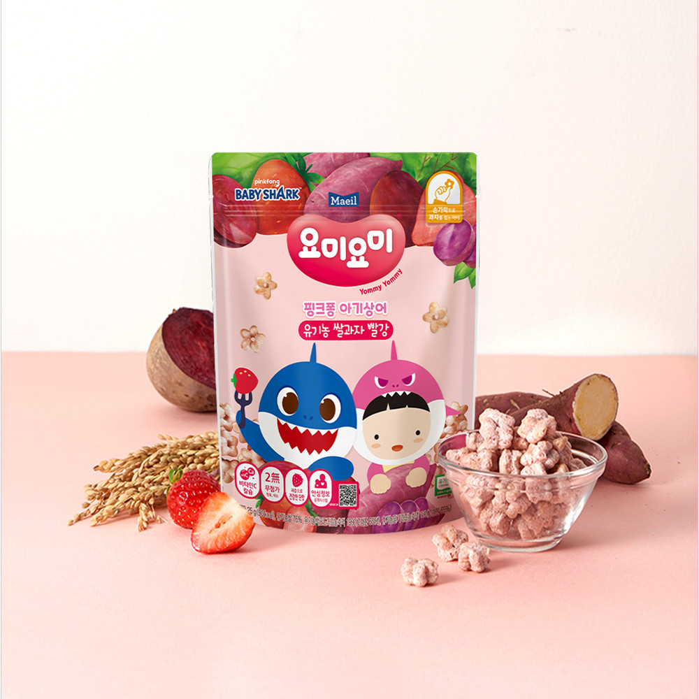 요미요미 핑크퐁 아기상어 유기농 쌀과자 빨강 25g 8봉