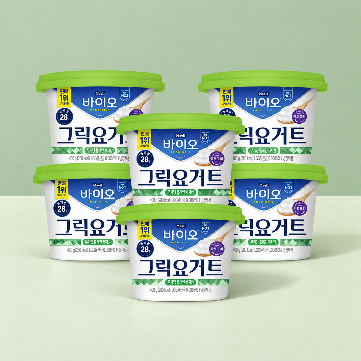 매일바이오 그릭요거트 무가당 플레인 저지방 400g 6개