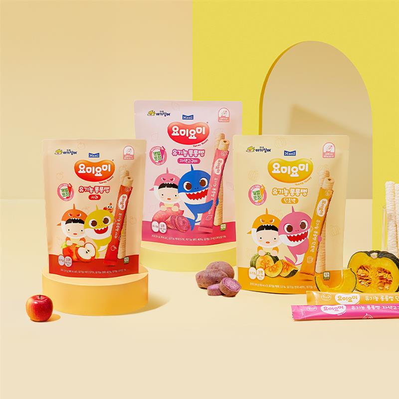 [맛보기세트] 요미요미 유기농 롱롱뻥 3종 6봉 (단호박2 + 자색고구마2 + 사과2)