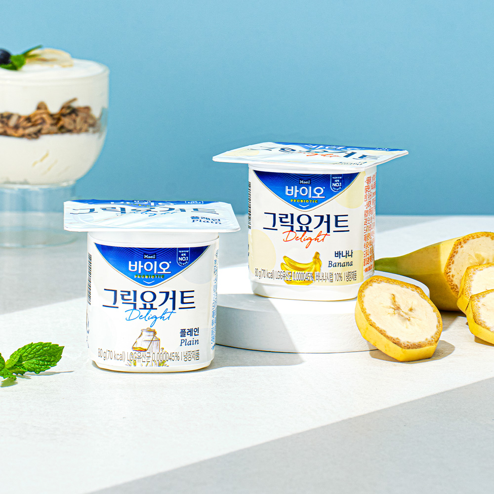 매일바이오 그릭요거트 Delight 2종 16개(플레인 8개, 바나나 8개)