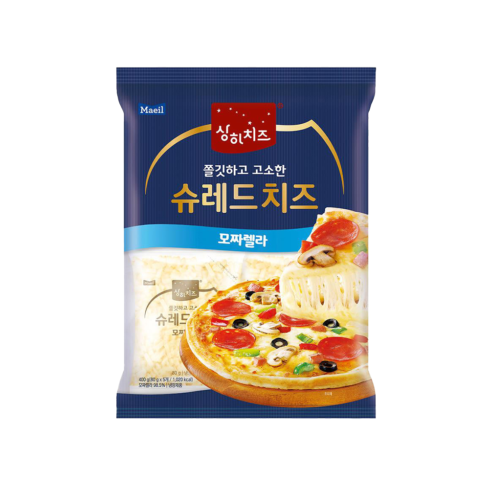 상하치즈 모짜렐라 피자용 슈레드 치즈 80g 5개 (총 400g)_냉장