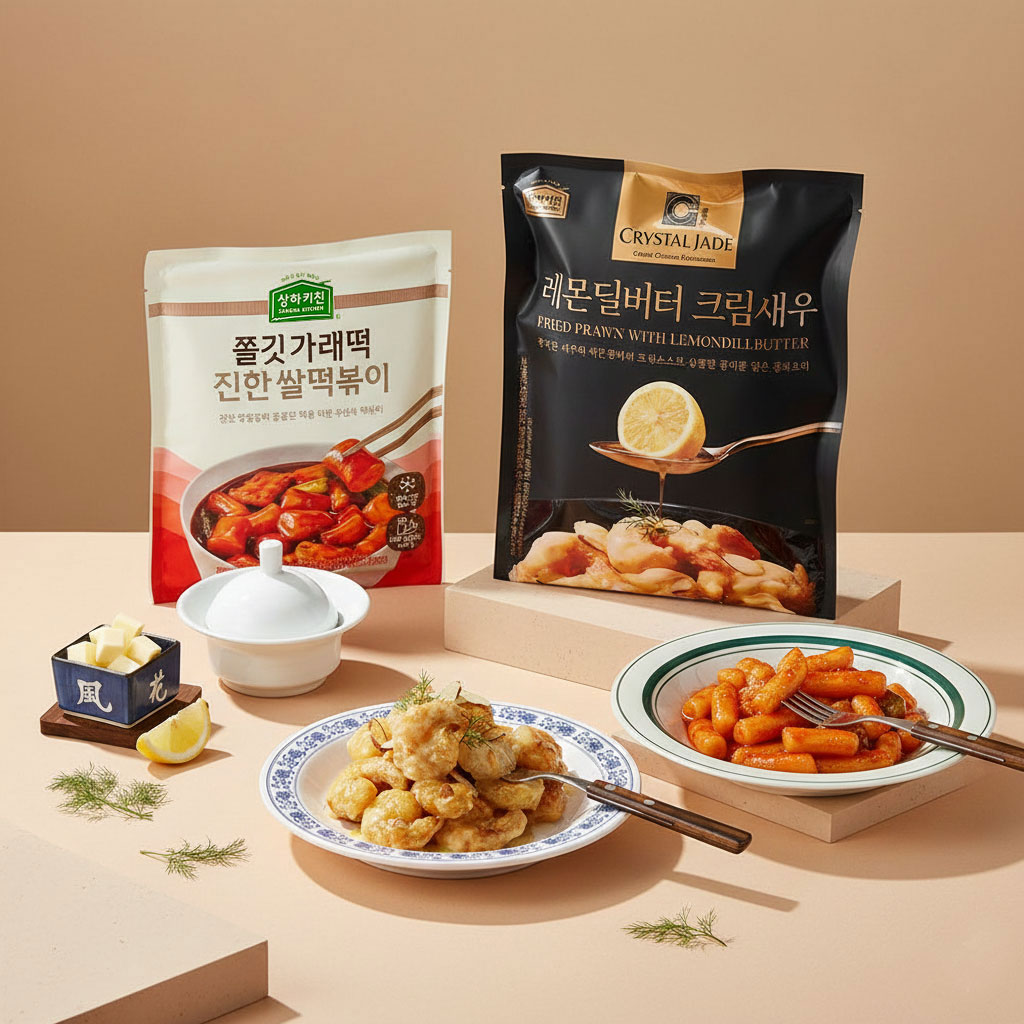 [200세트 한정] 크리스탈제이드 레몬딜버터 크림새우 355g 2개 + 쫄깃가래떡진한쌀떡볶이 320g 1개