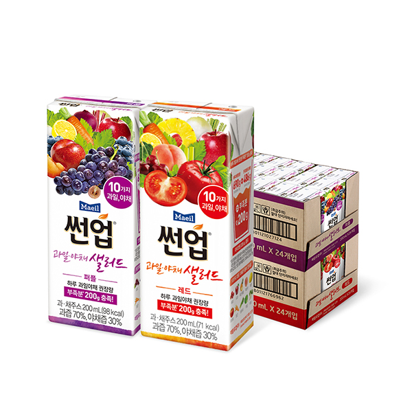 썬업 과일야채샐러드 2종 200ml 48팩 (레드 24팩 + 퍼플 24팩)