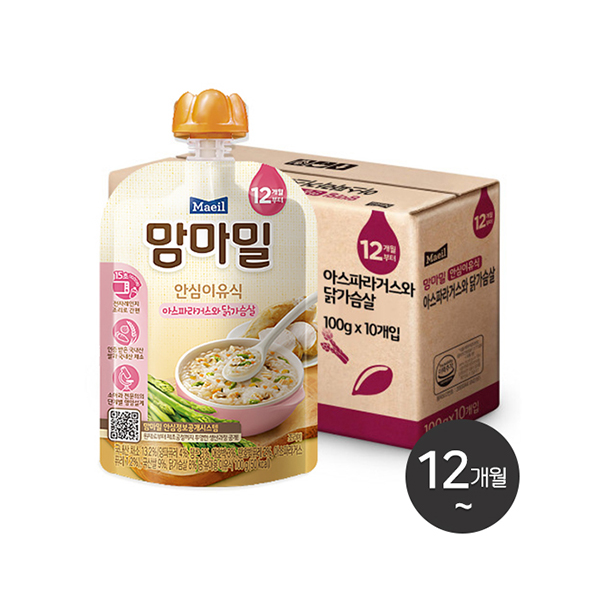맘마밀 안심이유식 아스파라거스와 닭가슴살 100g 10팩
