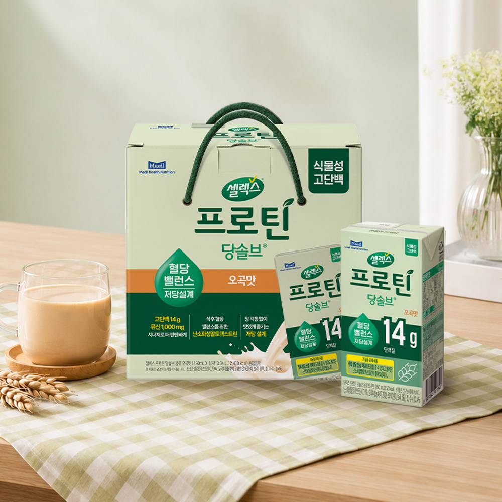 셀렉스 식물성 프로틴 당솔브 음료 오곡맛 선물세트 190ml 16팩 1세트 