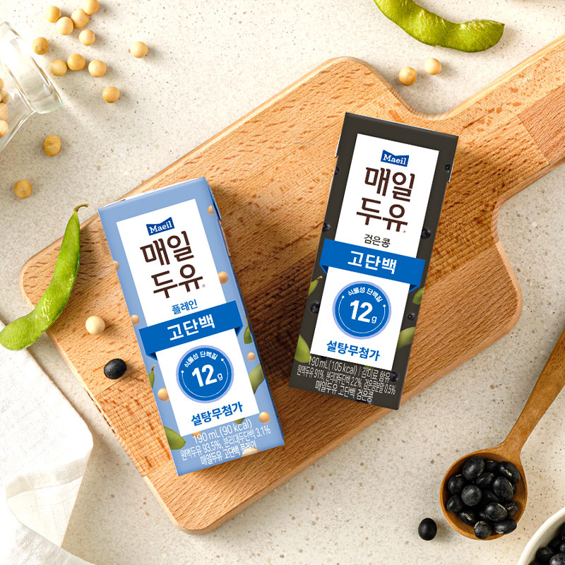 매일두유 고단백 2종 190ml 48팩 (고단백 24팩 + 고단백 검은콩 190ml 24팩)