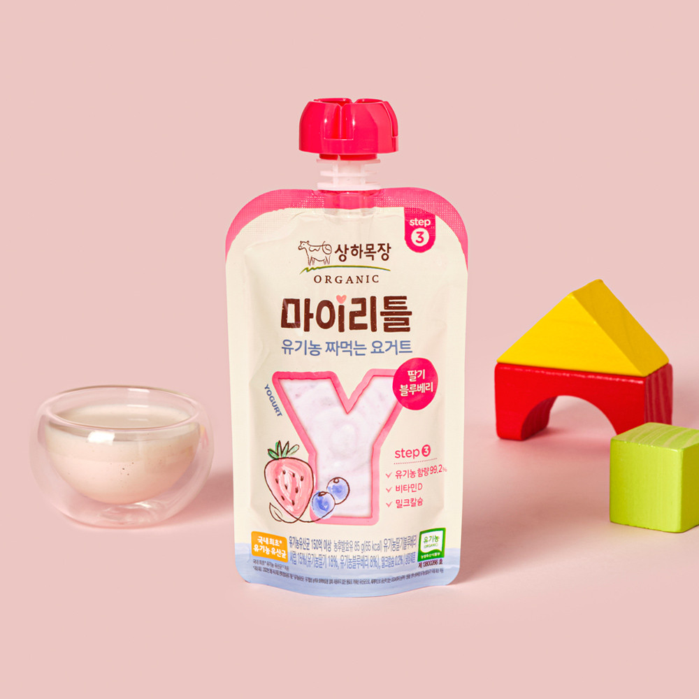상하목장 마이리틀 유기농 짜먹는 요거트 딸기블루베리 85g 12팩