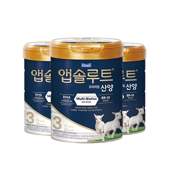 앱솔루트 프리미엄 산양 분유 3단계(12~24개월) 750g 3캔