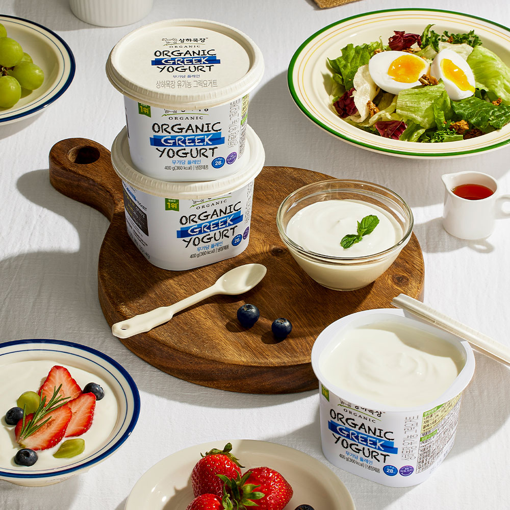 상하목장 유기농 그릭요거트 무가당 플레인 400g 3개