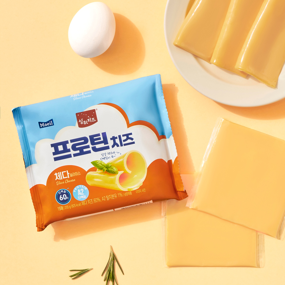 상하치즈 프로틴치즈 체다 슬라이스 15매 5팩 (총75매) _냉장