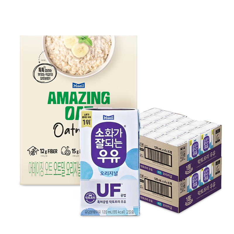 소화가 잘되는 우유 오리지널 120ml 48팩 + 어메이징 오트 오트밀 900g