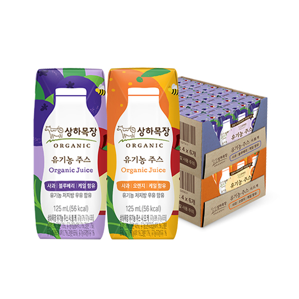 상하목장 유기농 주스 2종 125ml 48팩(사블케 24팩 + 사오케 24팩)
