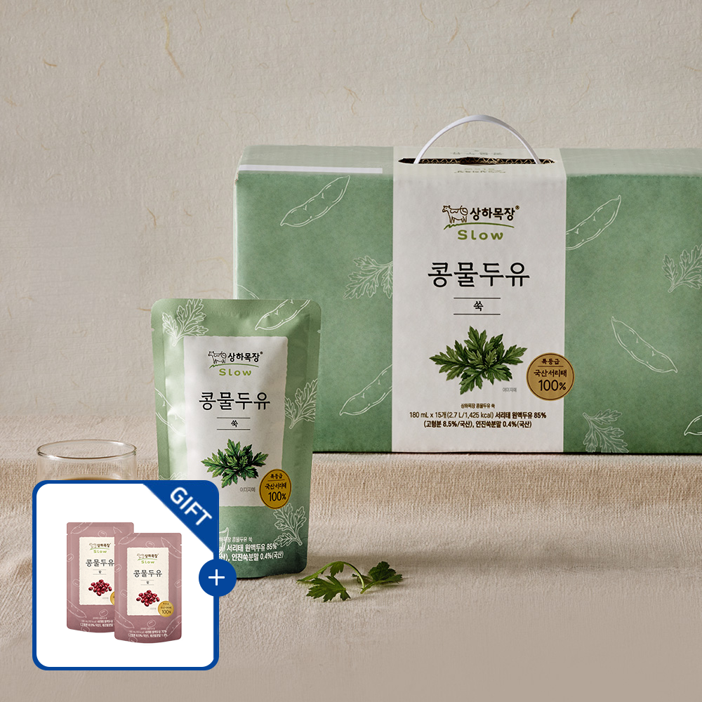 [팥 2입 증정] 상하목장 콩물두유 쑥 180ml 15팩
