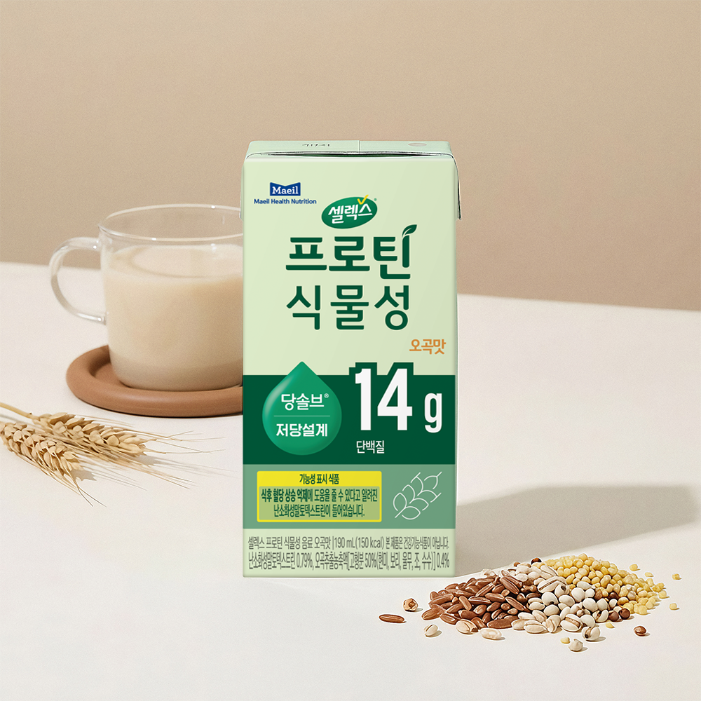 셀렉스 식물성 프로틴 당솔브 음료 오곡맛 190ml 24팩