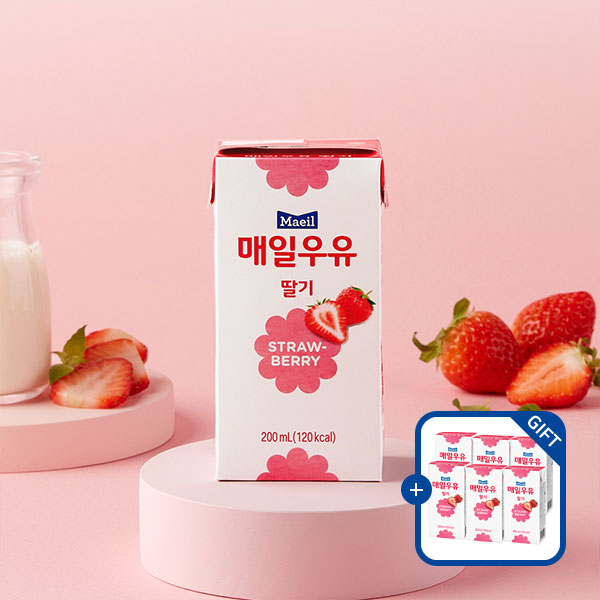 [증정] 매일우유 딸기 200ml 24팩 + 딸기 6팩